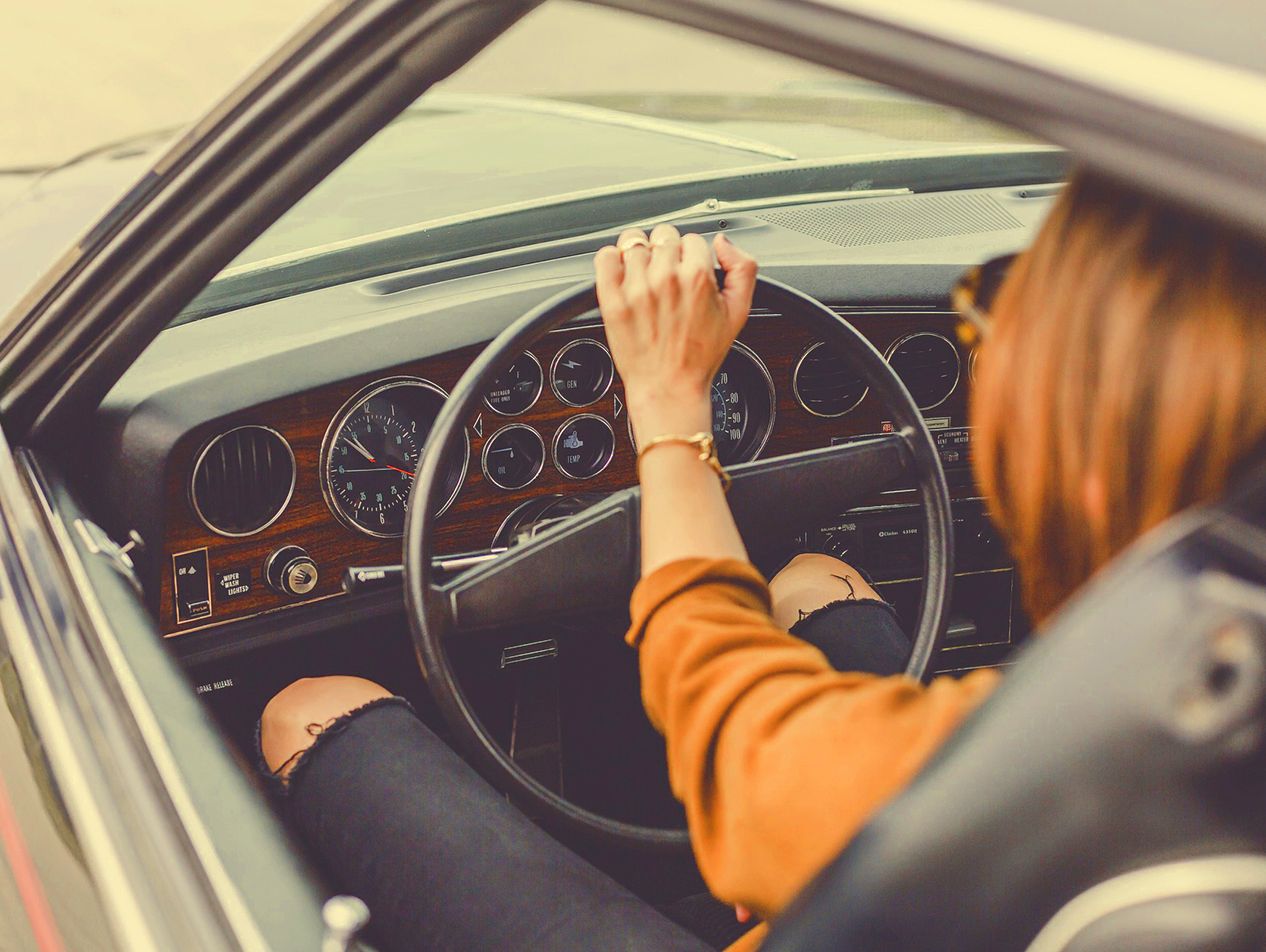 Enjoying a classic car